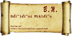 Bölöni Miklós névjegykártya